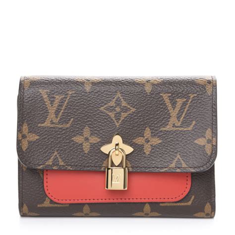 Louis Vuitton Monogram Flower Lock Compact Wallet Coquelicot 